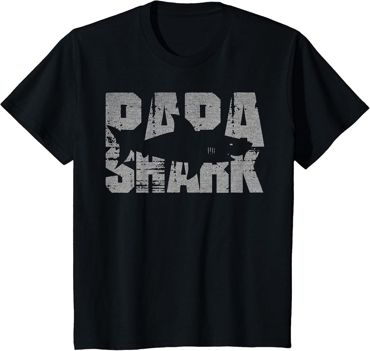 Papa Shark Matching Family Funny Shark Design T-Shirt - Black