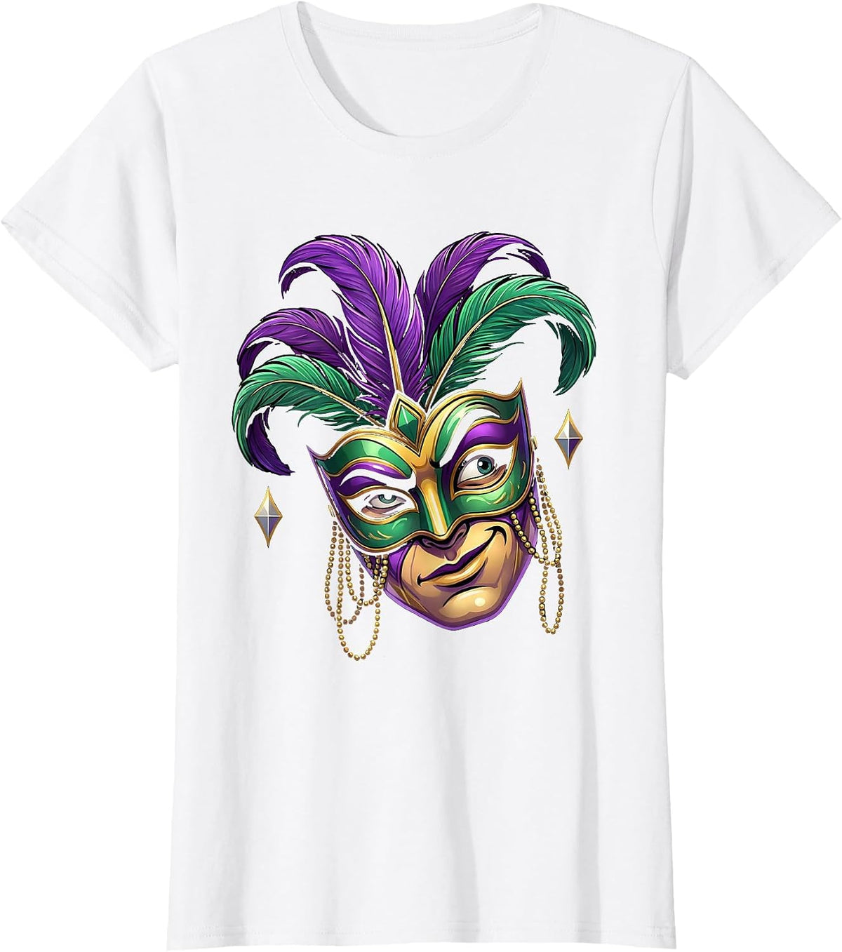 Carnival Mask Cartoon Mardi Gras Party Humor T-Shirt - White