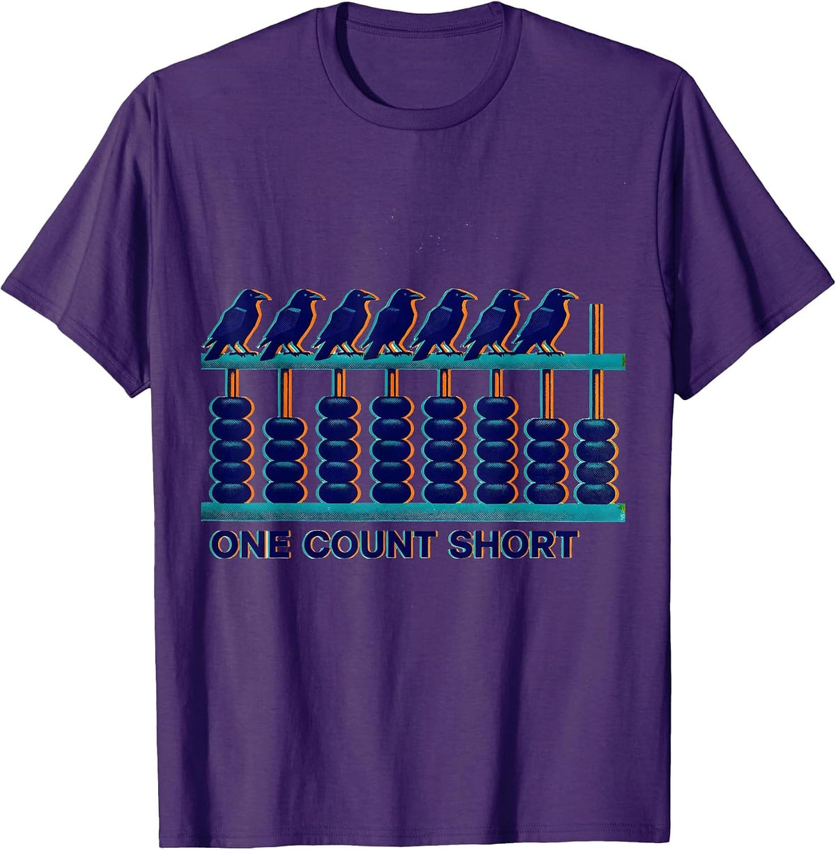 Men's Murder, One Count Short Risograph Crow Pun Bird Lover Humor T-Shirt - Purple