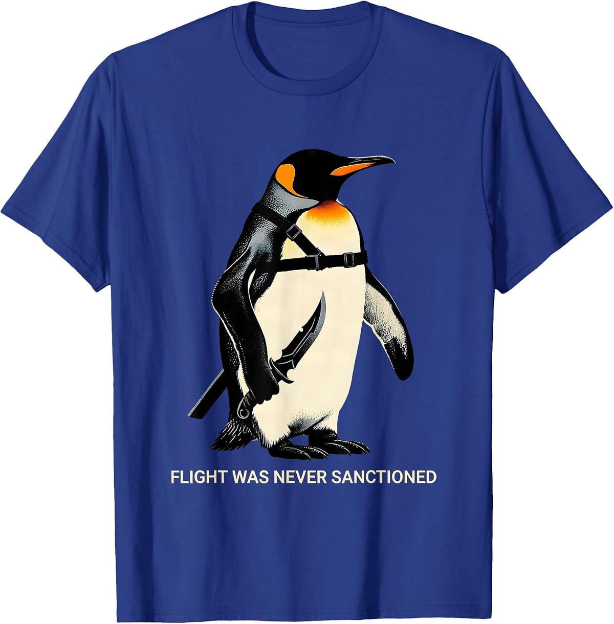 Men's Flight Was Never Sanctioned Funny Tactical Penguin Martial T-Shirt - Royal Blue
