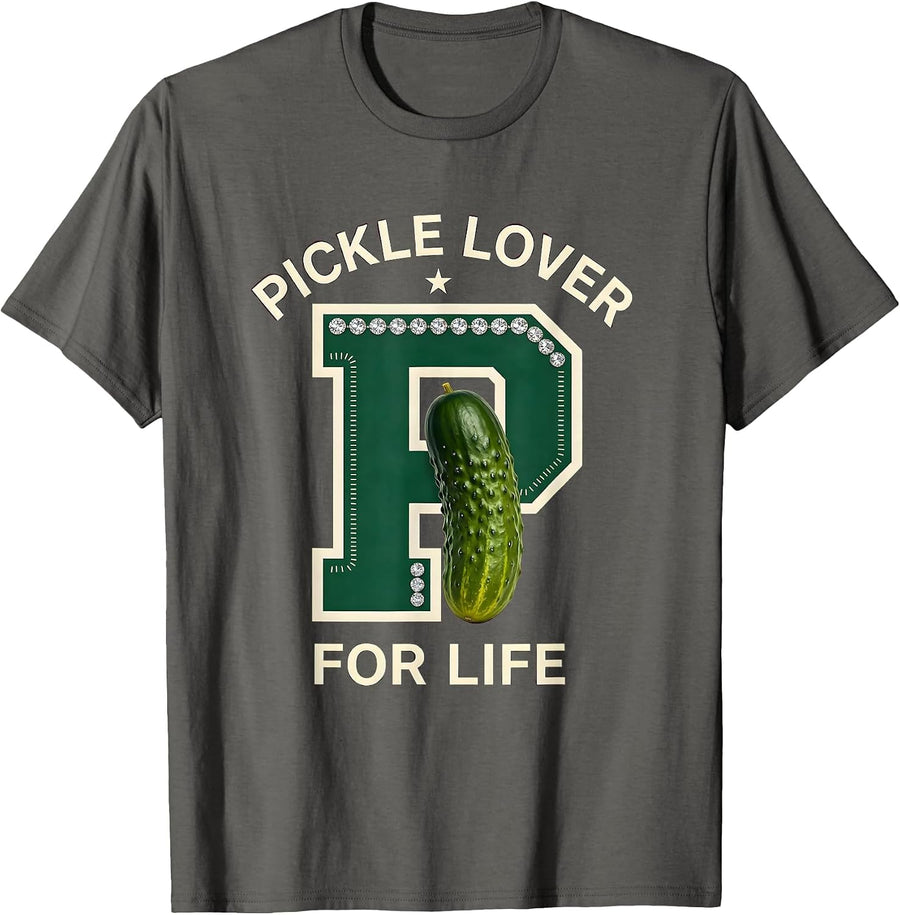 Pickle Lover For Life Funny Pickle Fan Design T-Shirt - Asphalt Grey