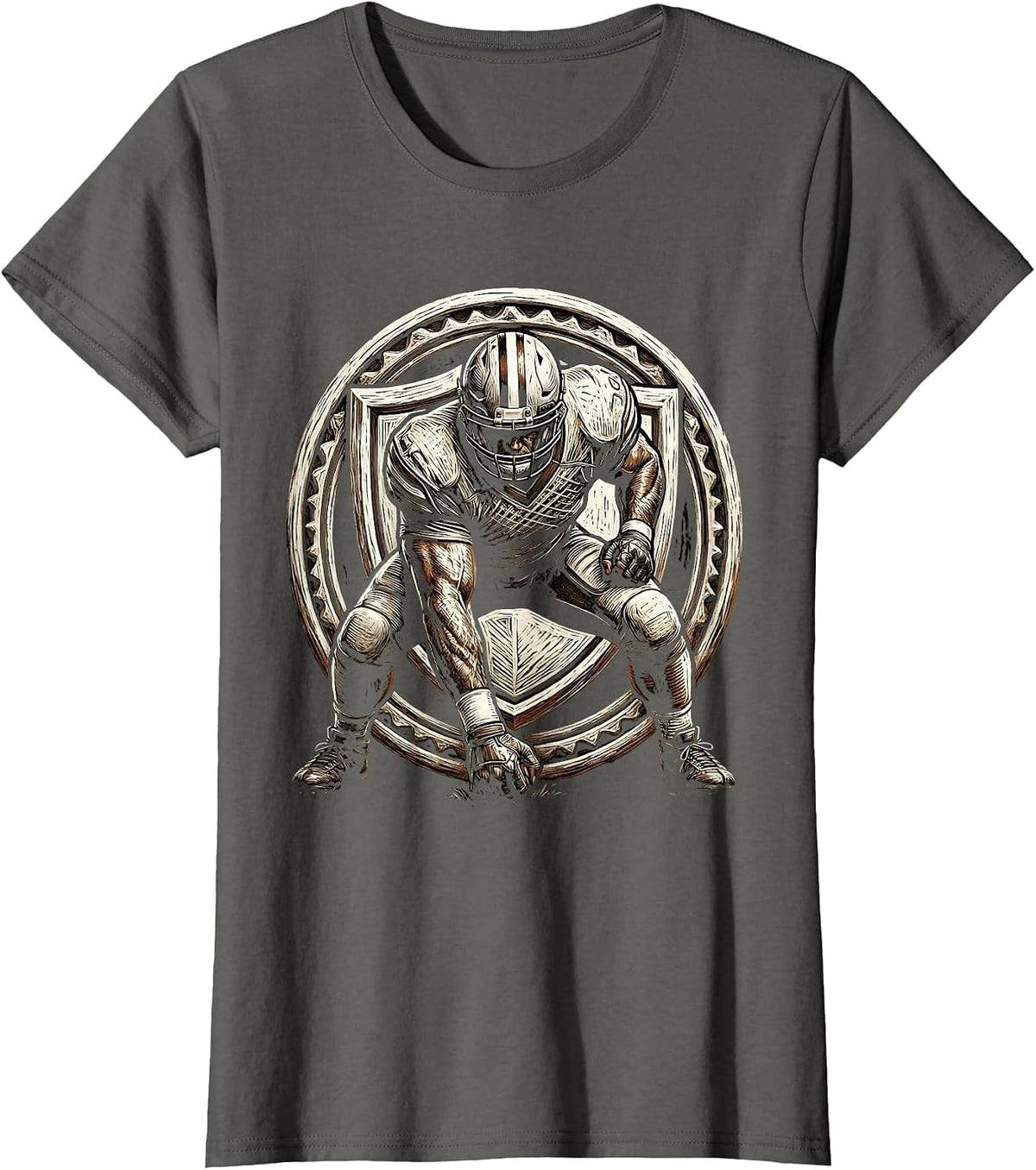 Women's Football Lineman Three-Point Stance Graphic T-Shirt - Asphalt Grey