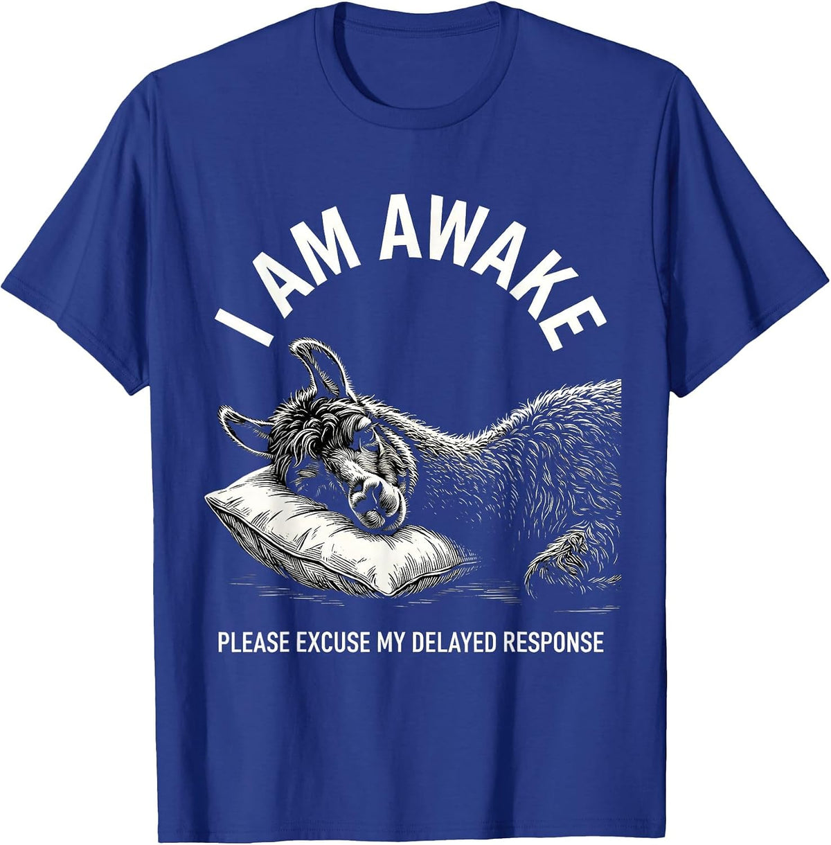 Men's I Am Awake Please Excuse My Delayed Response Funny T-Shirt - Royal Blue