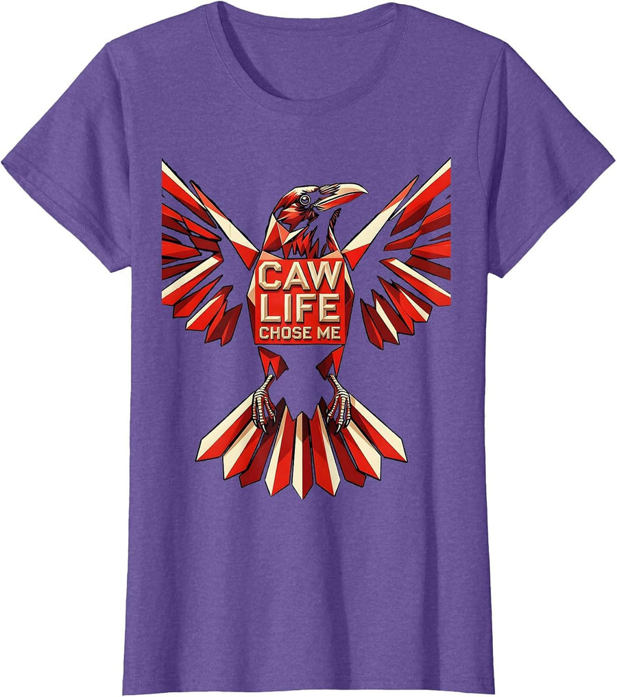 Caw Life Chose Me Funny Crow Design T-Shirt - Purple Heather