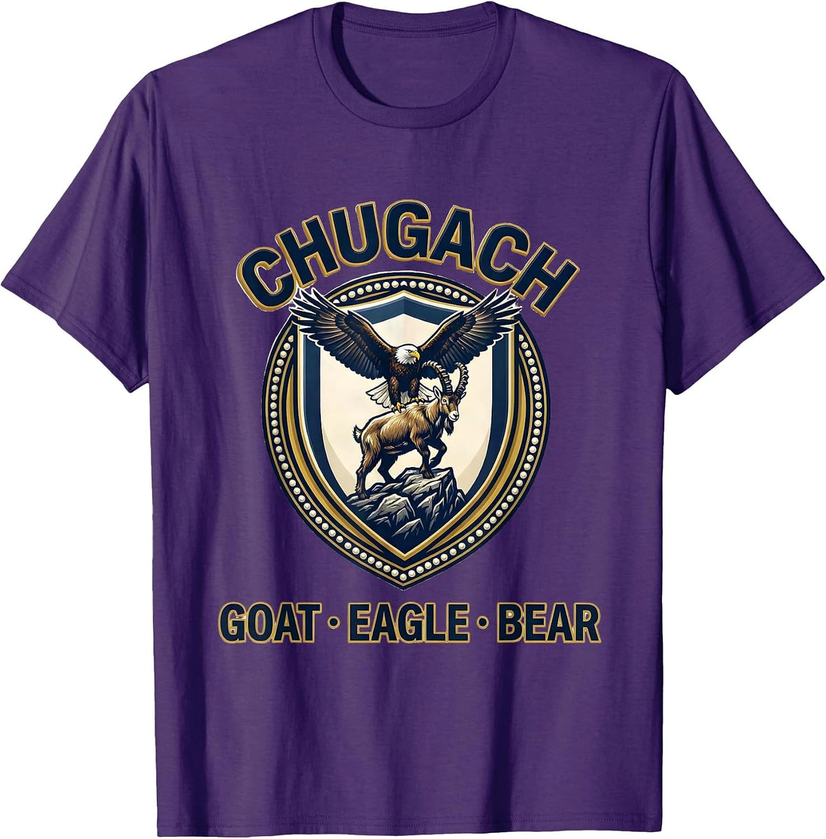 Chugach — Goat, Eagle, Bear Alaska Wildlife Souvenir State T-Shirt - Purple