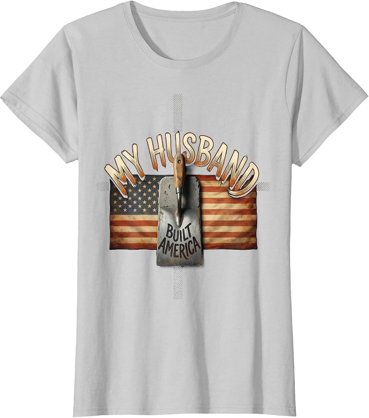 My Husband Built America Distressed Handyman Labor Day T-Shirt - Silver Grey
