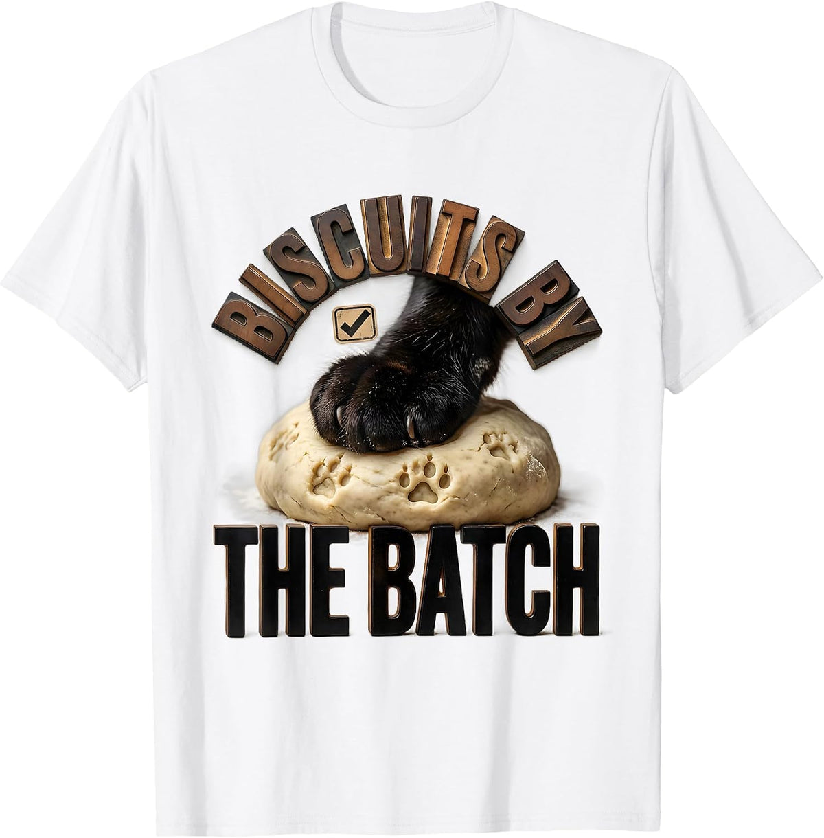 Men's Biscuits By The Batch Funny Black Cat Bakery Pet Lover Humor T-Shirt - White