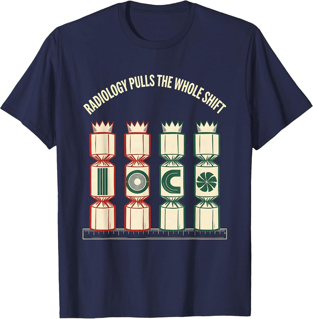 Radiology Pulls The Whole Shift Funny Xray Tech Christmas T-Shirt - Navy Blue