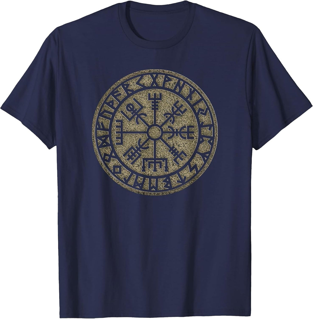 Vegvisir Viking Compass Runes Nordic Celtic Protection T-Shirt - Navy Blue