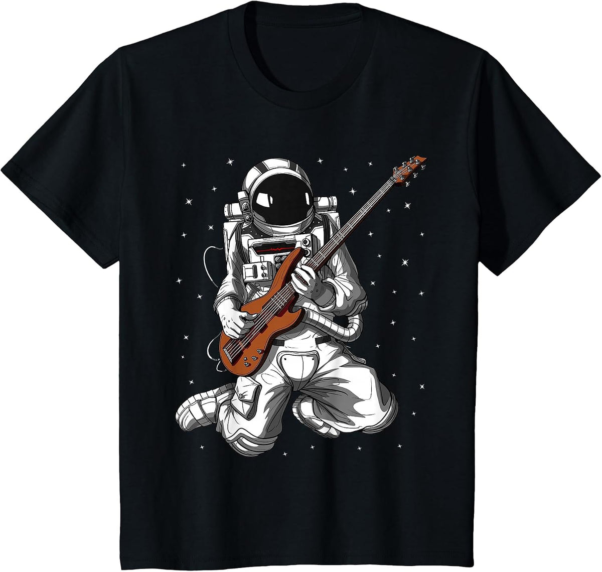 Astronaut Playing Bass Guitar Bassist Musician Guitar Player T-Shirt - Black