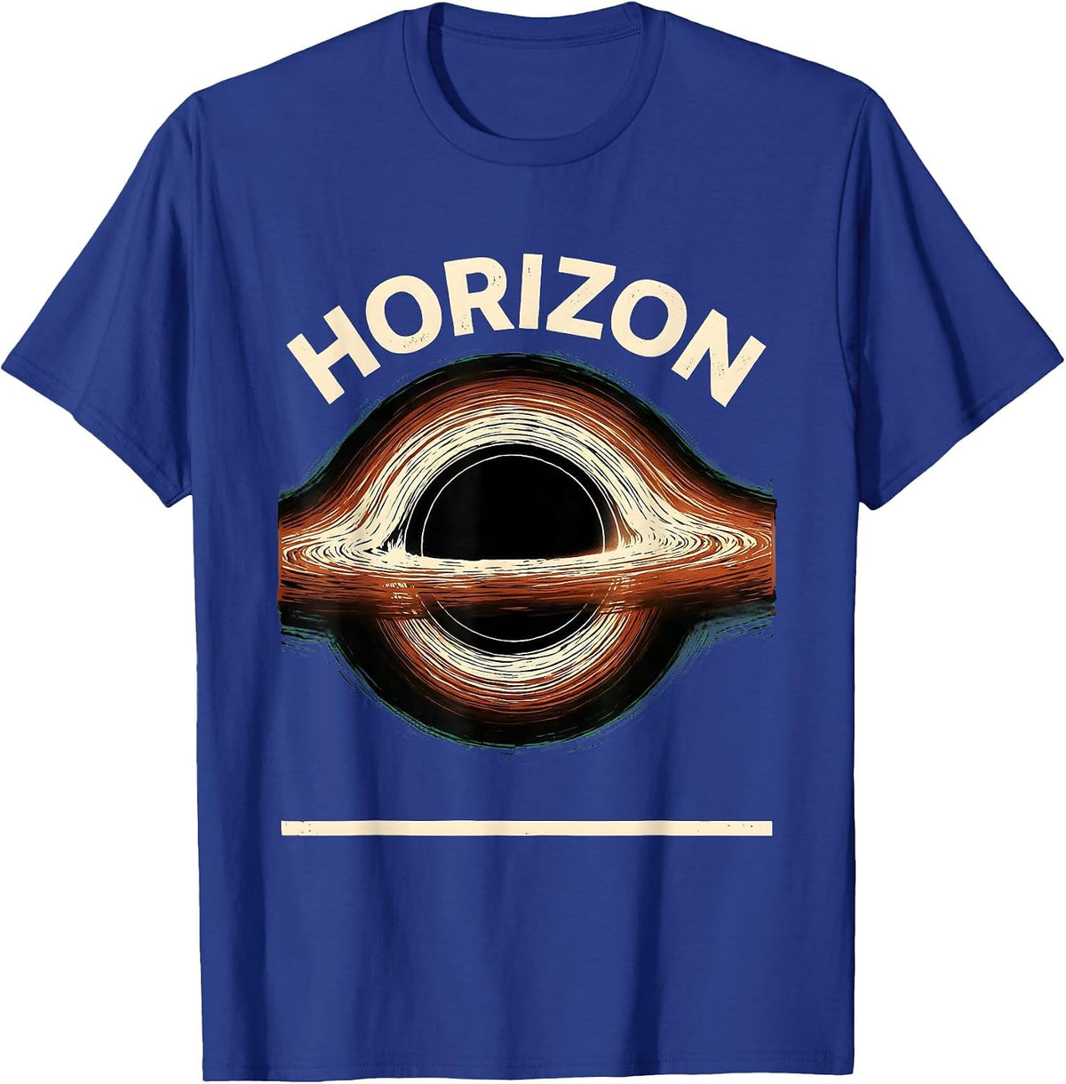 Men's Horizon Linocut Black Hole Astrophysics Science Student T-Shirt - Royal Blue