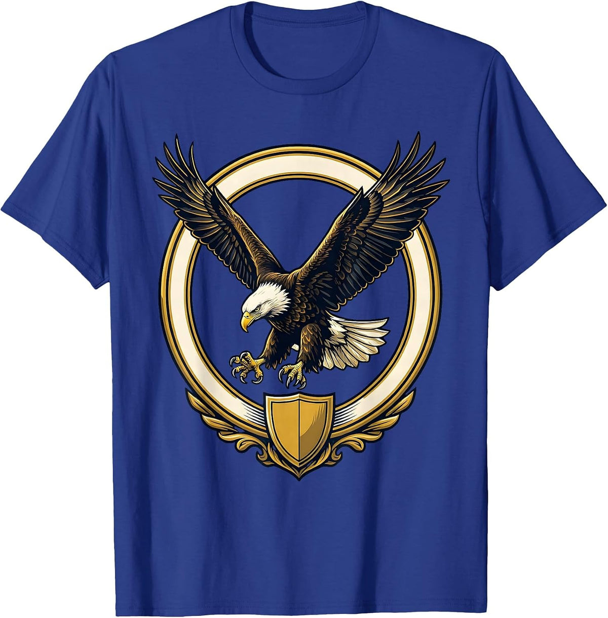 Bald Eagle Diving Talons Extended Patriotic Design T-Shirt - Royal Blue