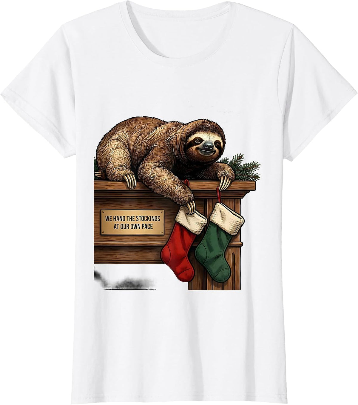 We Hang The Stockings At Our Own Pace Funny Sloth Lover T-Shirt - White