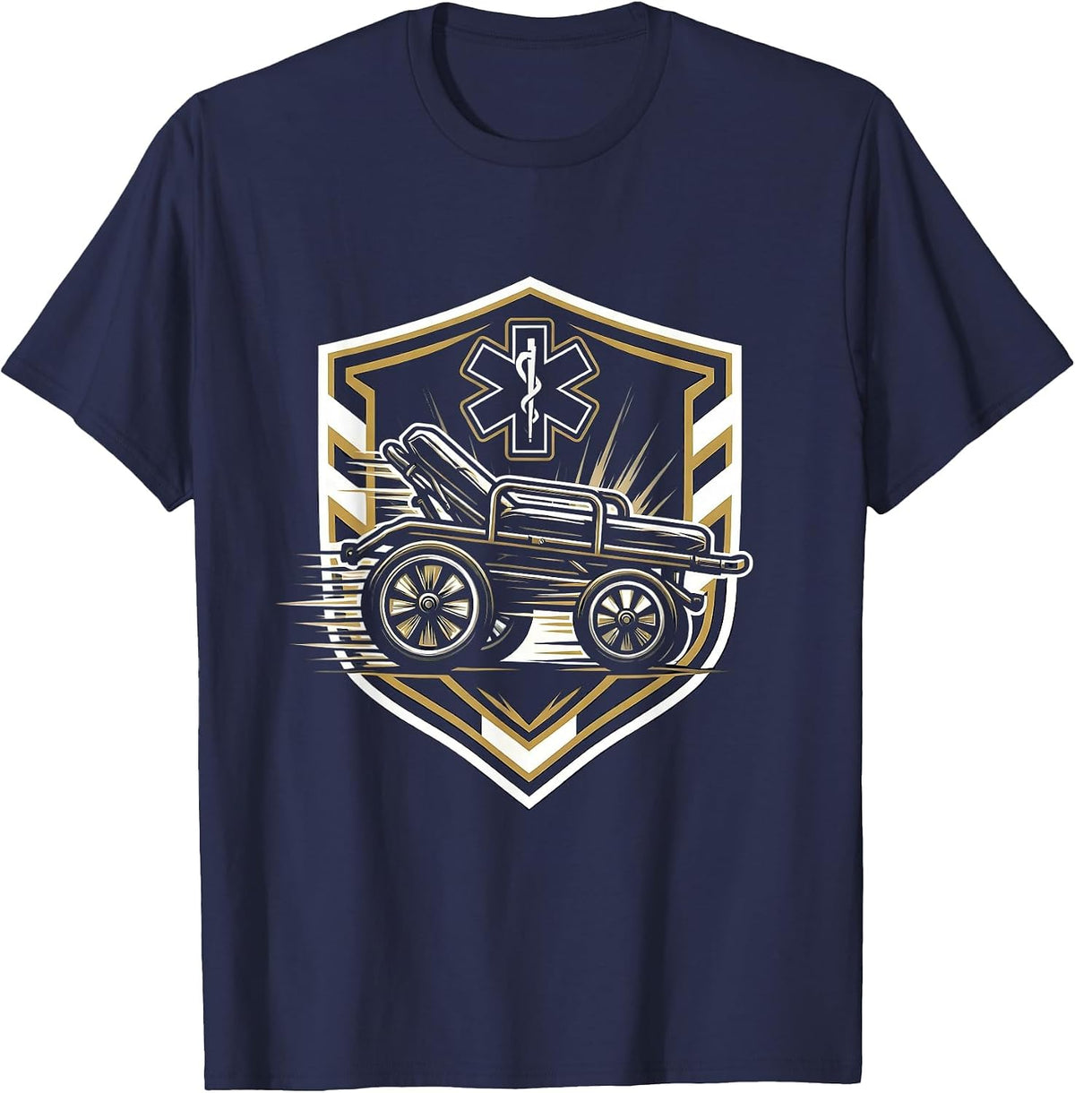 Men's EMT Gurney Rush Hospital Corridor Graphic T-Shirt - Navy Blue