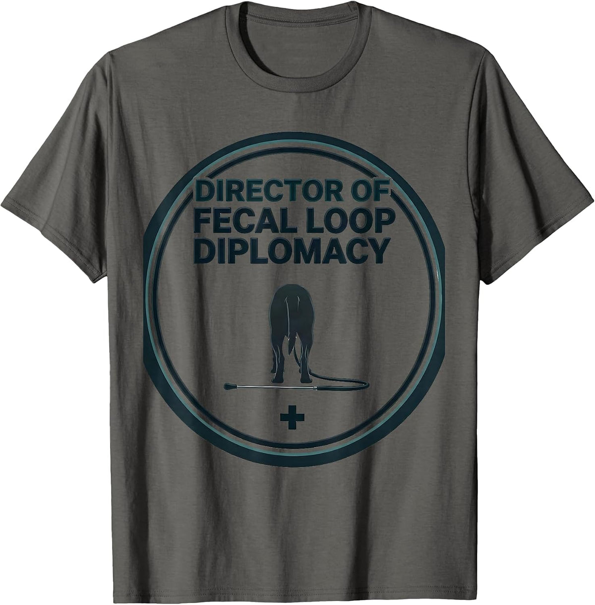 Men's Director Of Fecal Loop Diplomacy Funny Veterinarian Gift Vet T-Shirt - Asphalt Grey