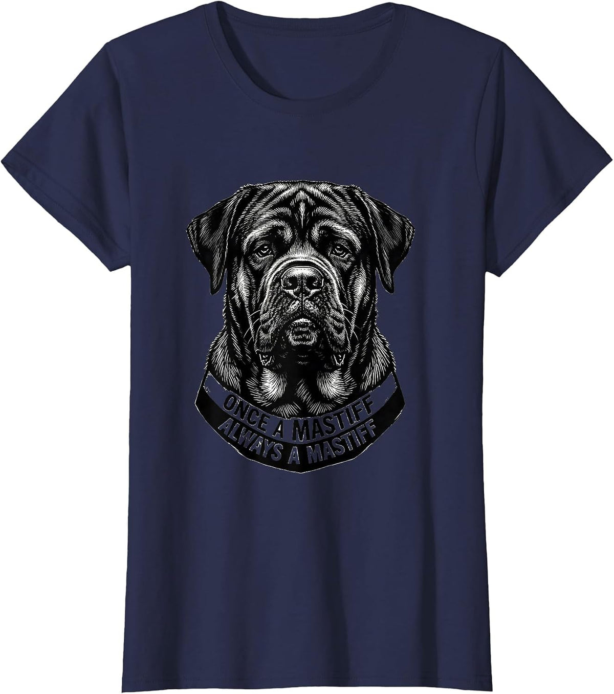 Women's Once A Mastiff Always A Mastiff Vintage School Mascot Team T-Shirt - Navy Blue