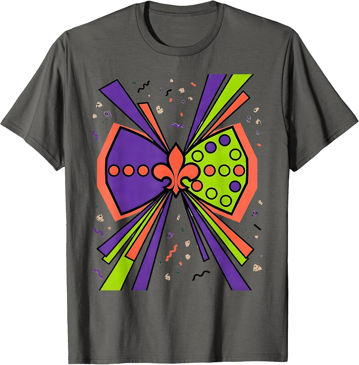 Men's Oversized Jester Bow Tie Six Seven Meme Kids Mardi Gras T-Shirt - Asphalt Grey