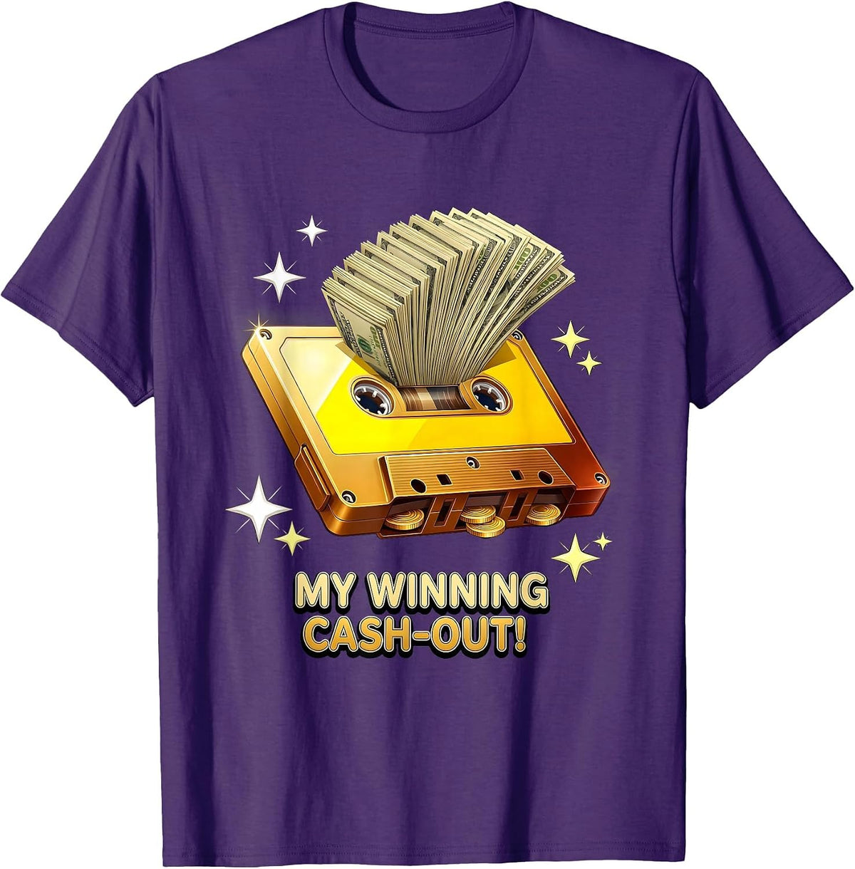 MY WINNING CASH-OUT! 3D Lucky Slots Lover Casino Floor T-Shirt - Purple