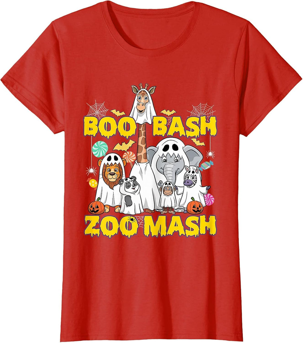Boo Bash Zoo Mash Halloween Animals T-Shirt - Red