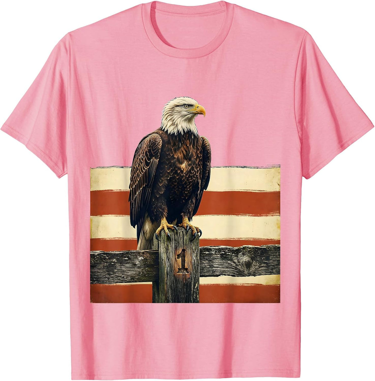 Men's Bald Eagle Flag 250th Anniversary Vintage Patriotic T-Shirt - Pink