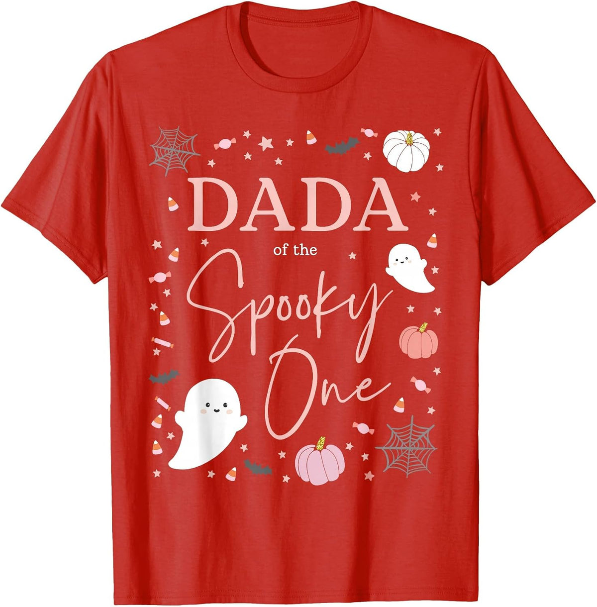 Dada of the Spooky One Girl First Birthday Pink Halloween T-Shirt - Red