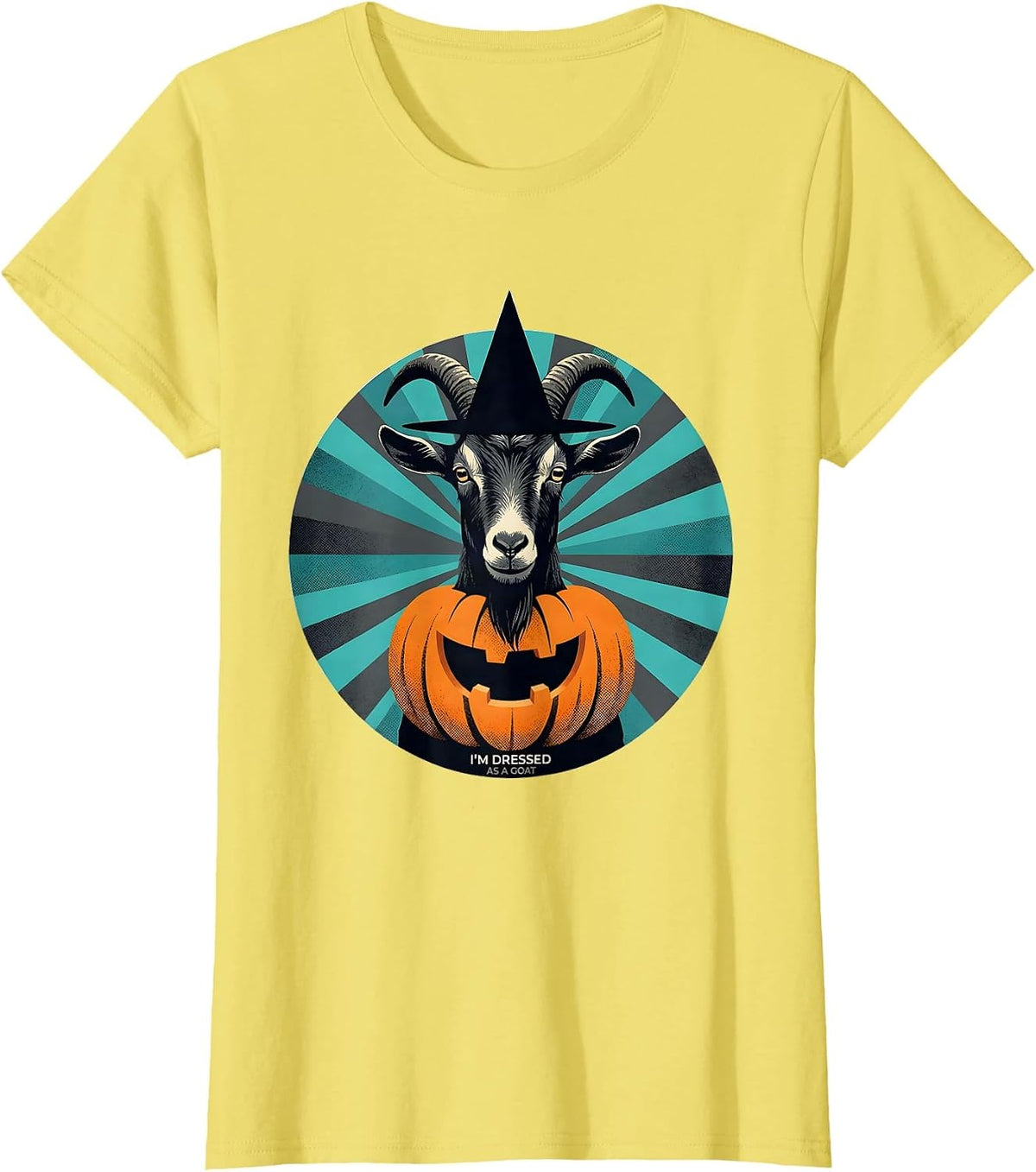 I'm Dressed as a Goat Midcentury Modern Halloween Witch Hat T-Shirt - Lemon Yellow