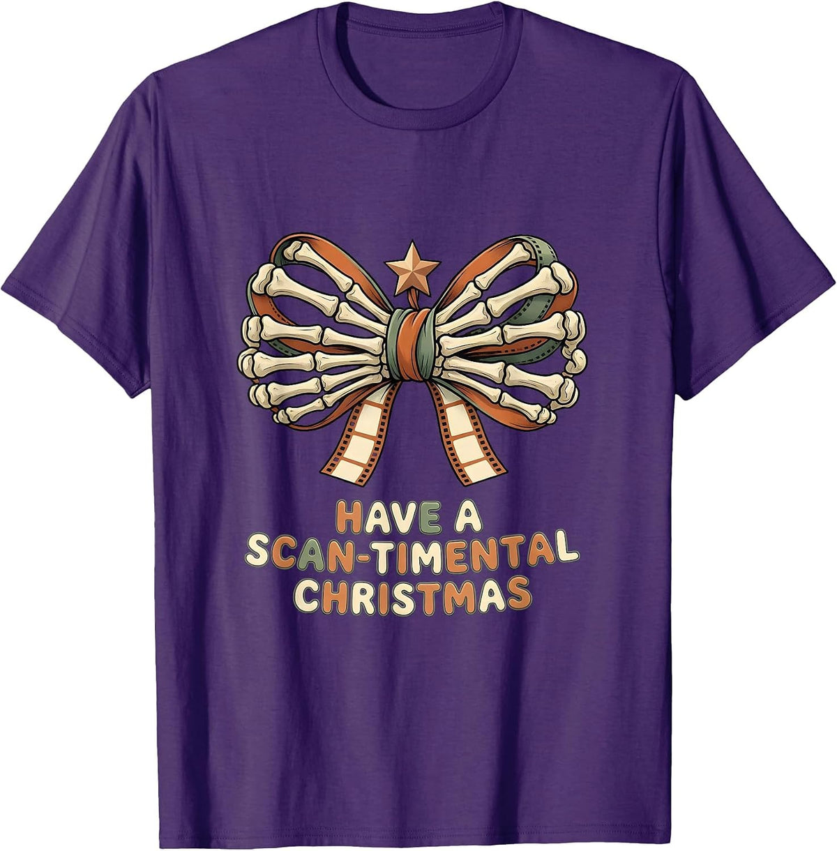 Men's Have A Scan-timental Christmas Radiology Tech Humor Xray CT T-Shirt - Purple
