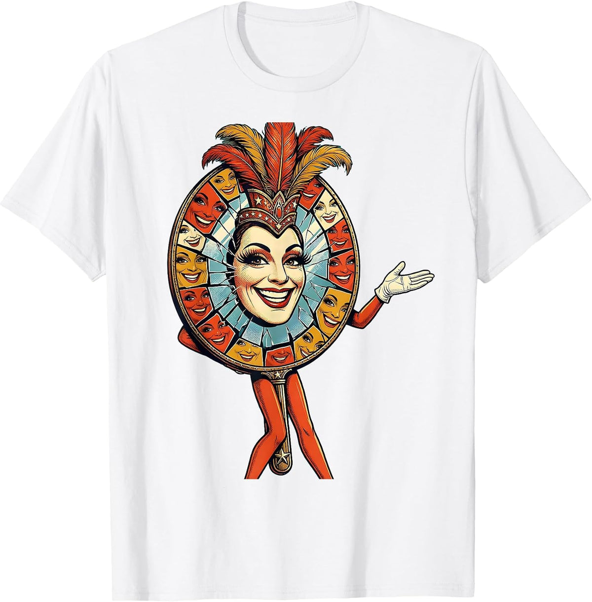 Men's Showgirl Shattered Mirror Reflection Art T-Shirt - White