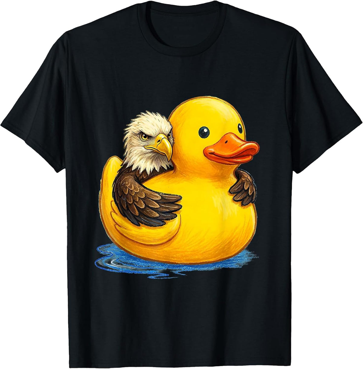 Men's Bald Eagle With Sunglasses Naive Kidcore Family Humor T-Shirt - Black