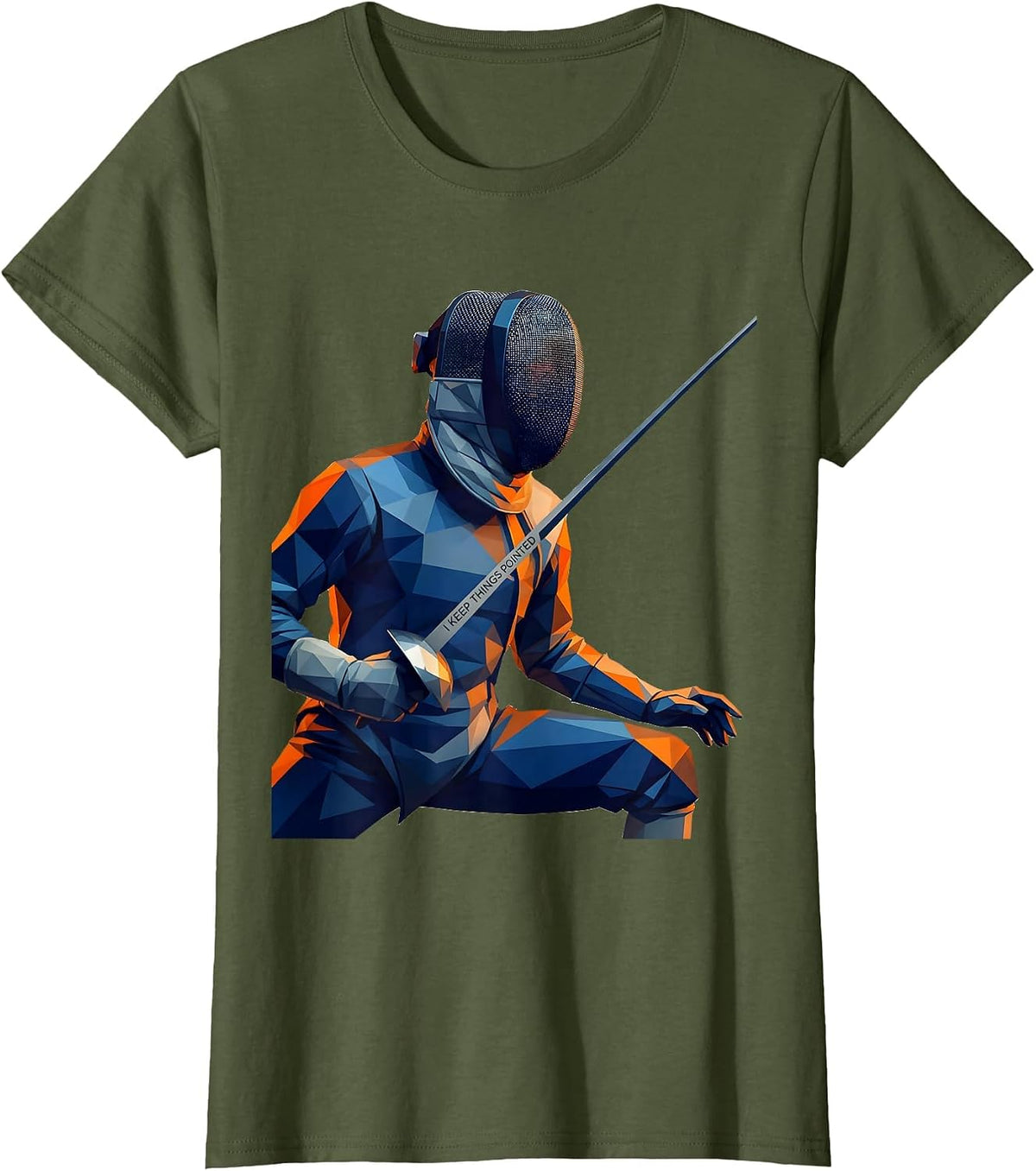 Women's I Keep Things Pointed Funny Fencing Sport Fan Humor T-Shirt - Olive Green