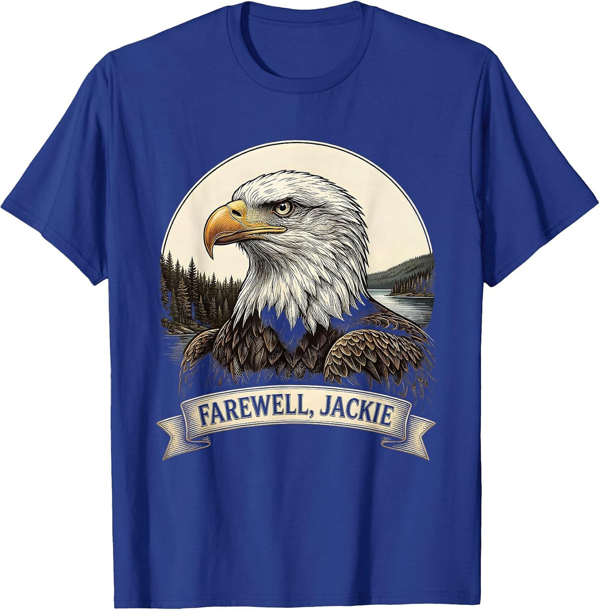 Men's Farewell, Jackie Bald Eagle Memorial Tribute Crosshatch T-Shirt - Royal Blue
