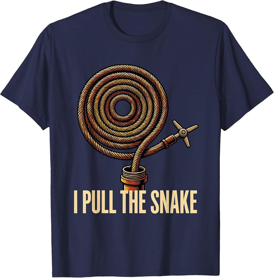 I Pull The Snake Funny Plumber Pipefitter Occupational Humor T-Shirt - Navy Blue