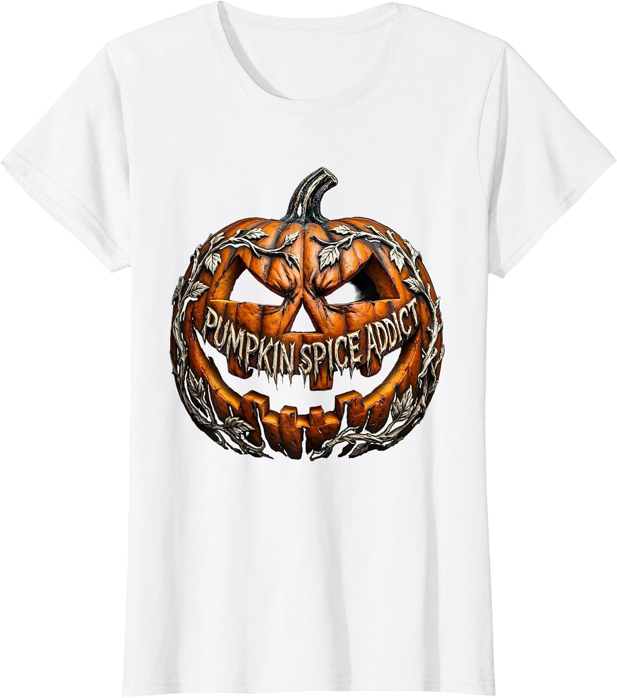 Pumpkin Spice Addict Fall Season Design T-Shirt - White