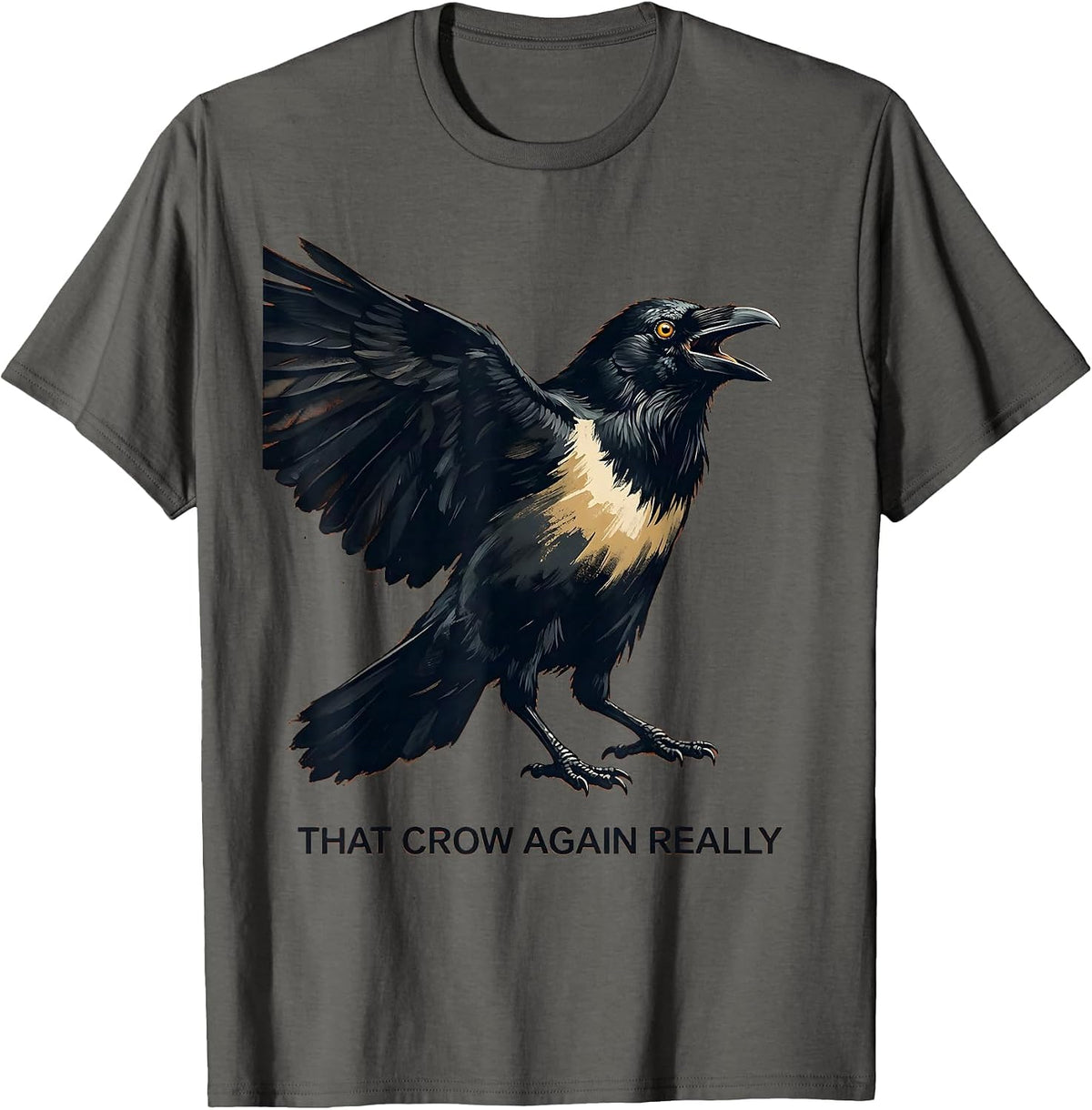Men's Fawk Off Crow Funny Bird Attitude Design T-Shirt - Asphalt Grey