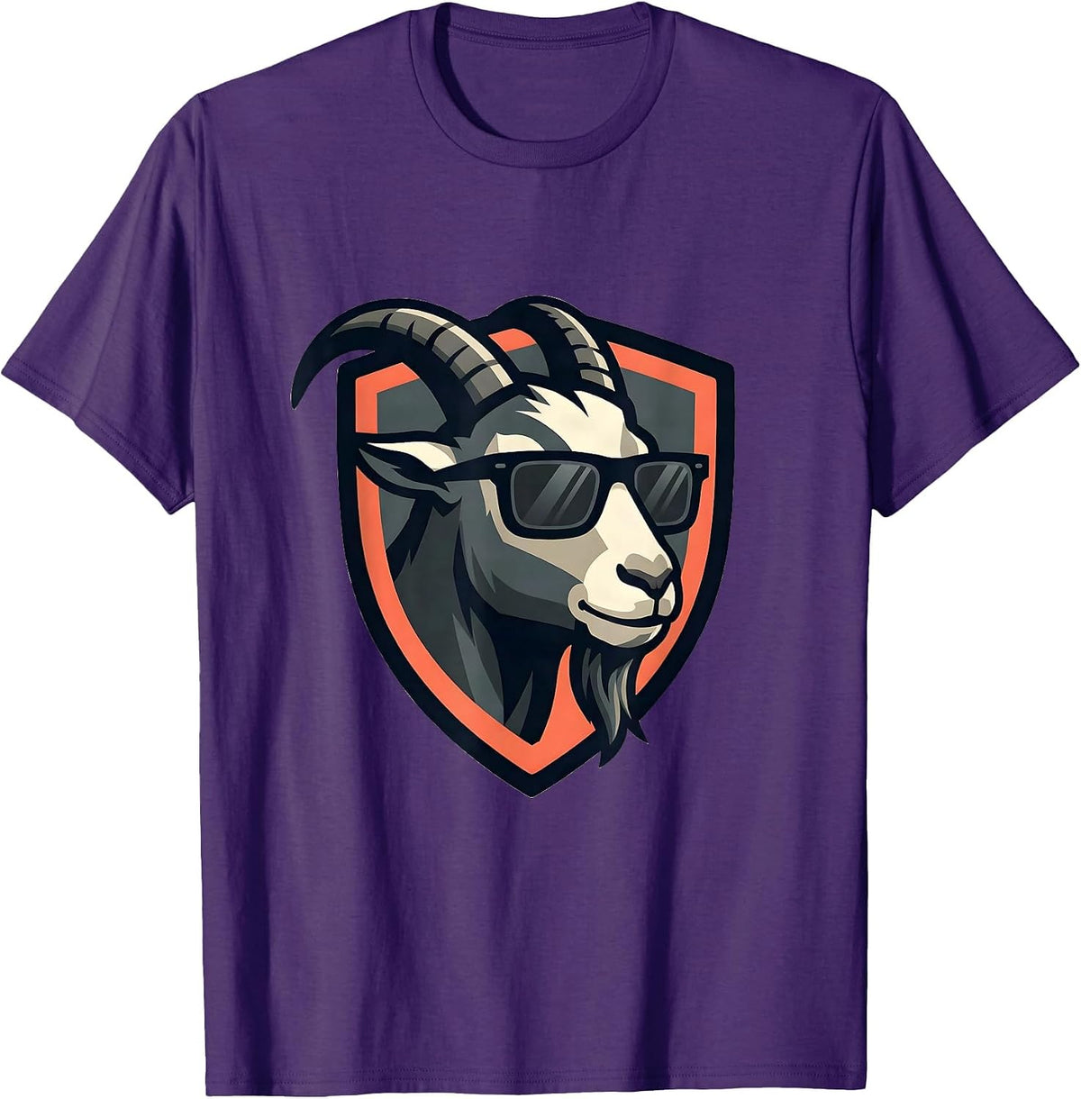 Men's Goat Sunglasses Shield Mascot Logo Novelty T-Shirt - Purple