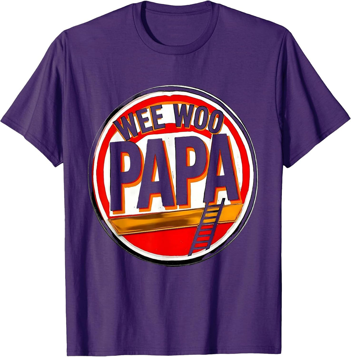Men's Wee Woo Papa Funny Firefighter Fire Truck Fireman Humor T-Shirt - Purple