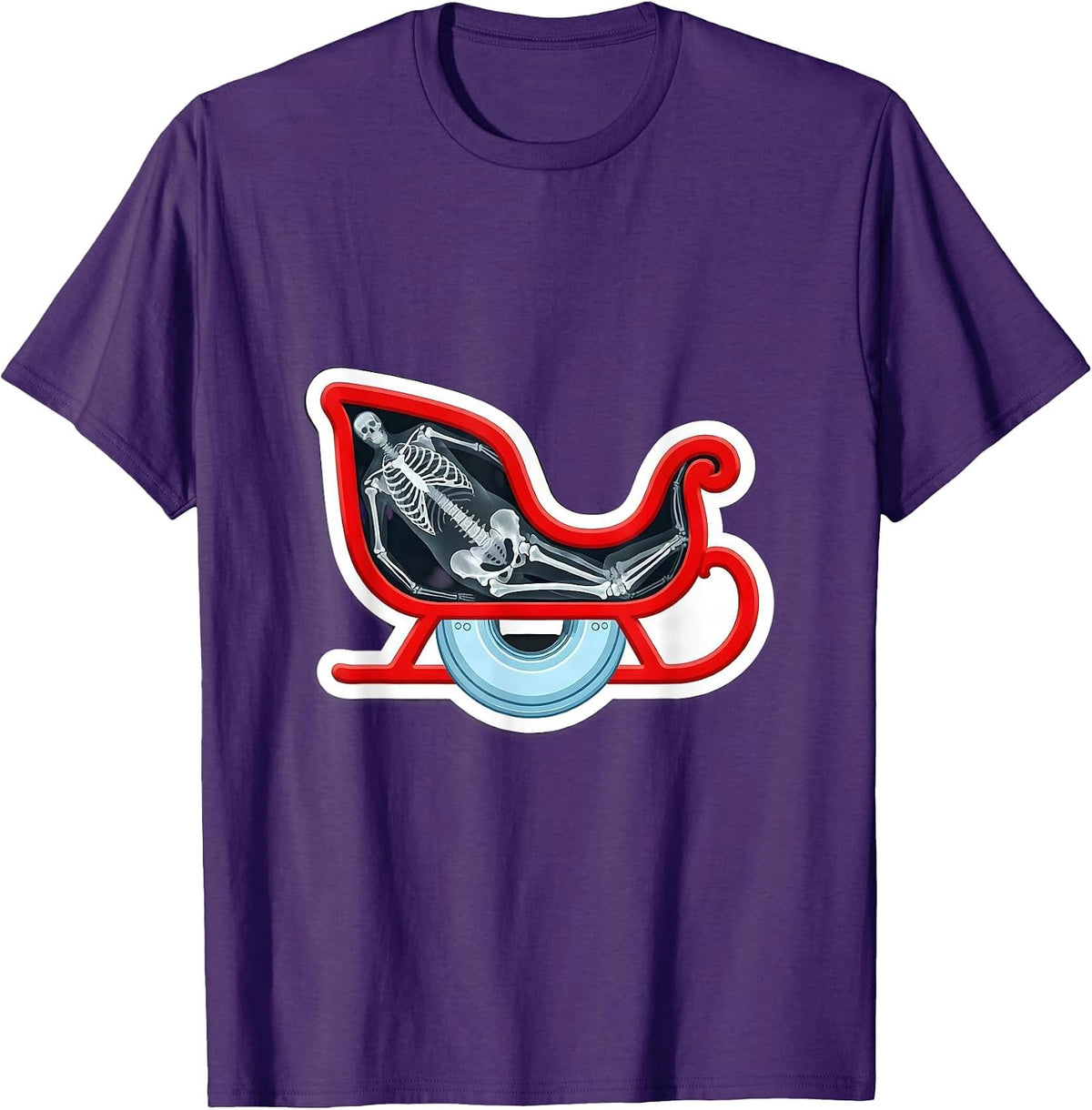 Men's Christmas Sleigh Skeletal Radiology Tech Humor T-Shirt - Purple