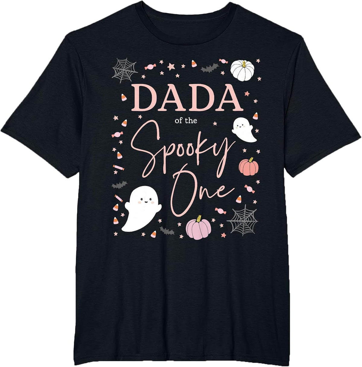Dada of the Spooky One Girl First Birthday Pink Halloween T-Shirt - Black