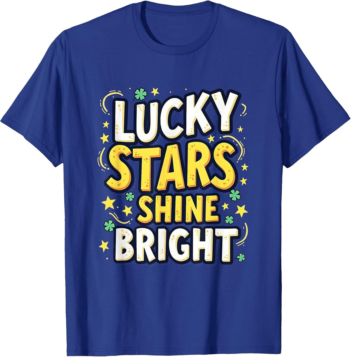 Lucky Stars Shine Bright Celestial Design T-Shirt - Royal Blue