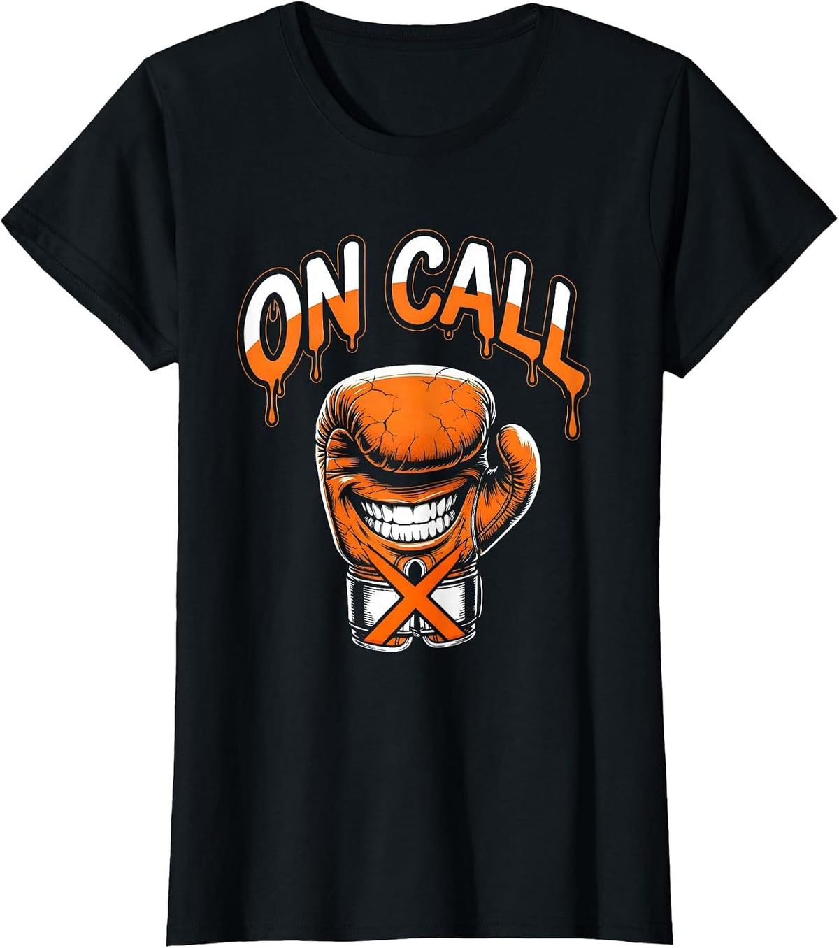 Women's ON CALL Bold Graphic Tee Grinning Boxing Glove Mascot T-Shirt - Black