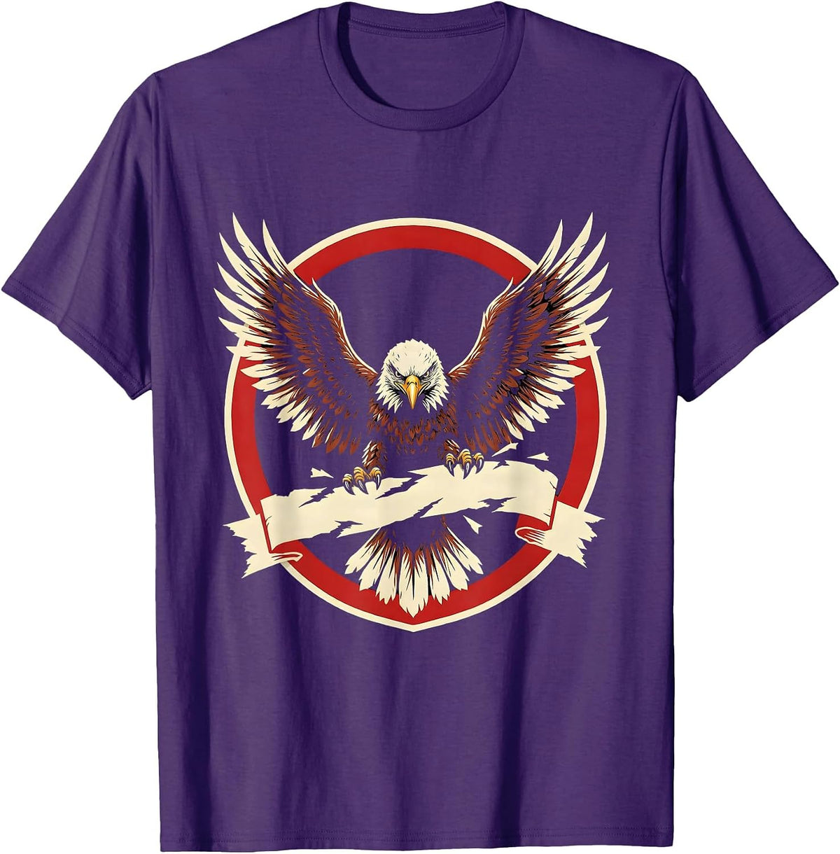 Bald Eagle Shredding Red Tape Patriotic Design T-Shirt - Purple