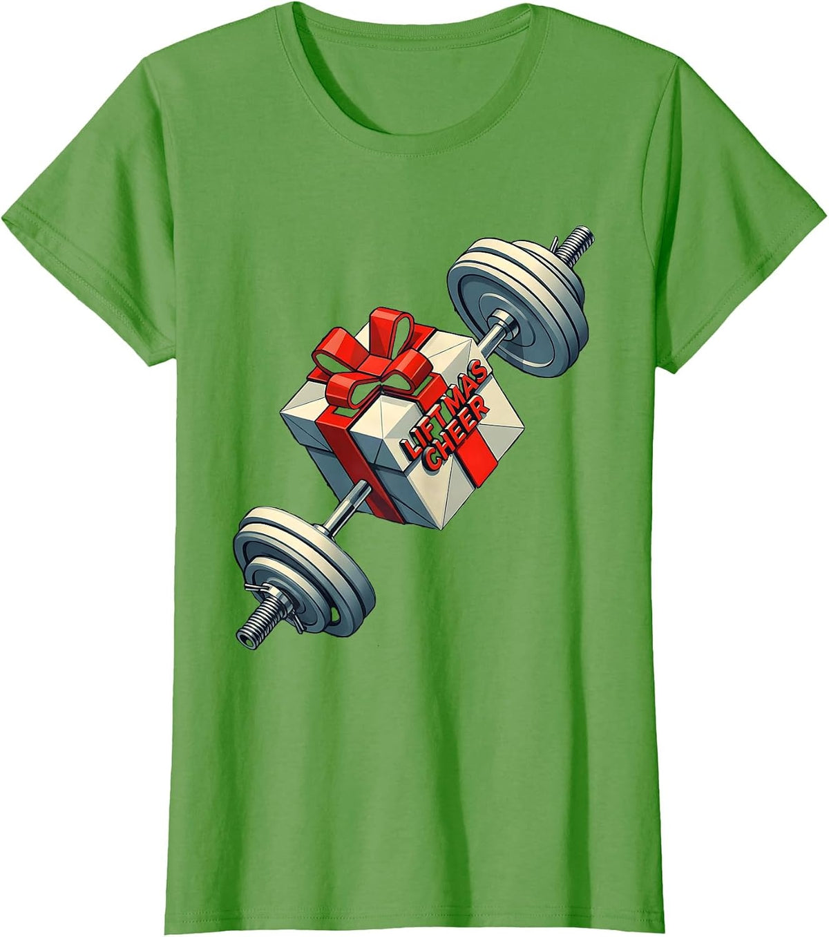 Women's Liftmas Cheer Funny Christmas Gym Weightlifting Workout Gift T-Shirt - Grass Green