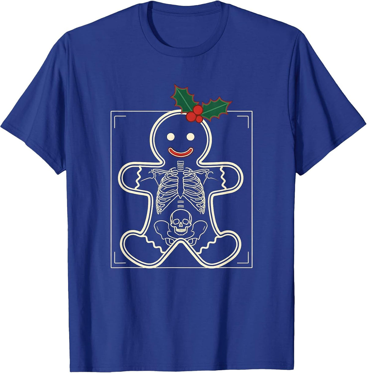 Gingerbread Skeleton Radiology Tech Christmas Humor T-Shirt - Royal Blue