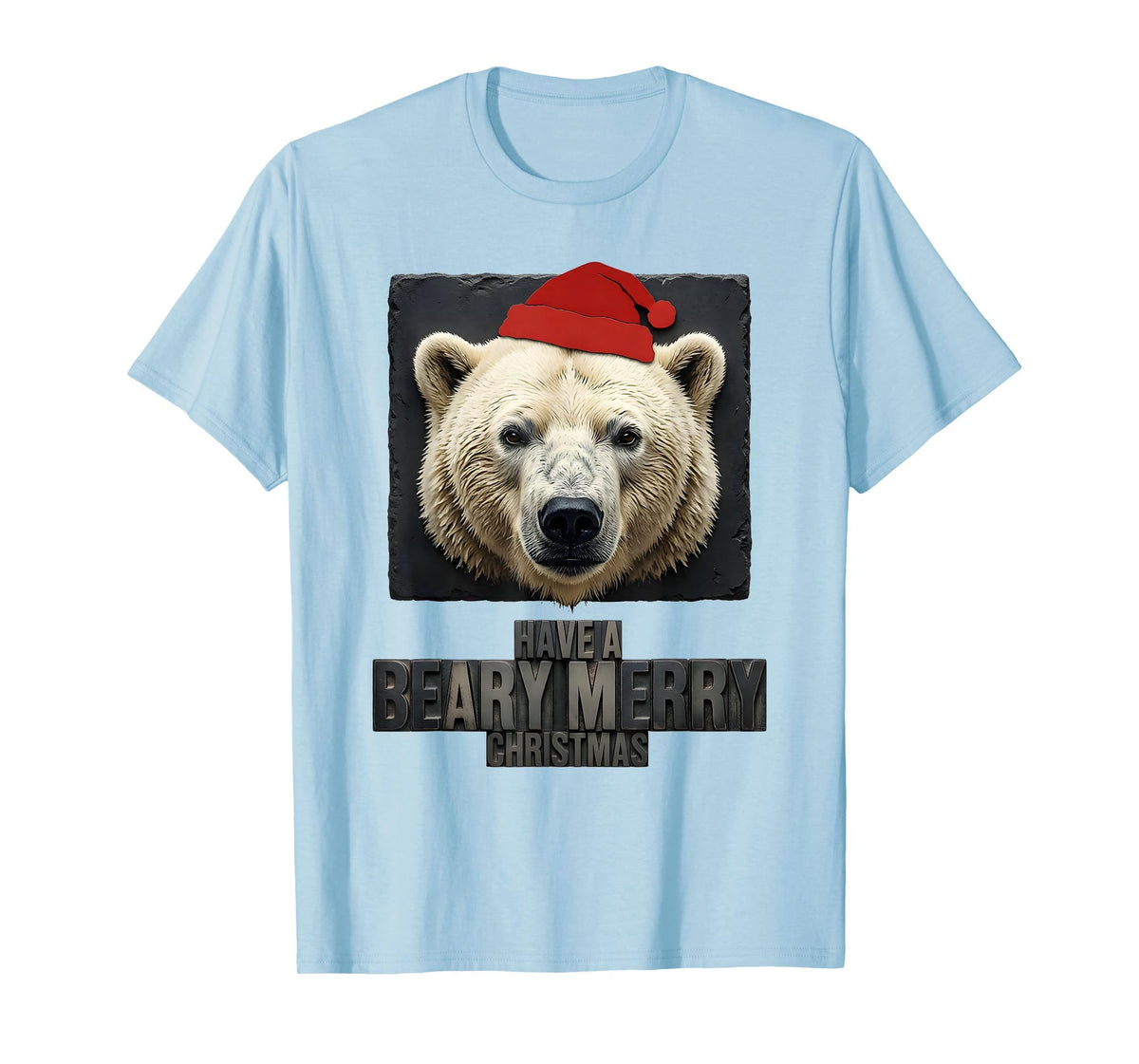 Mademark Have A Beary Merry Christmas Funny Bear Novelty Holiday T-Shirt - Baby Blue