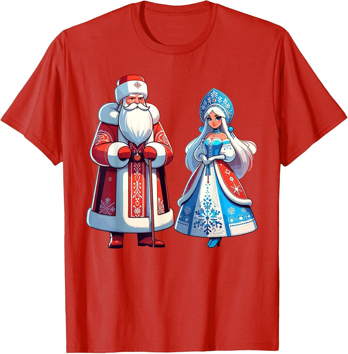 Ded Moroz Snegurochka Russia Russian Santa Claus Russian T-Shirt - Red