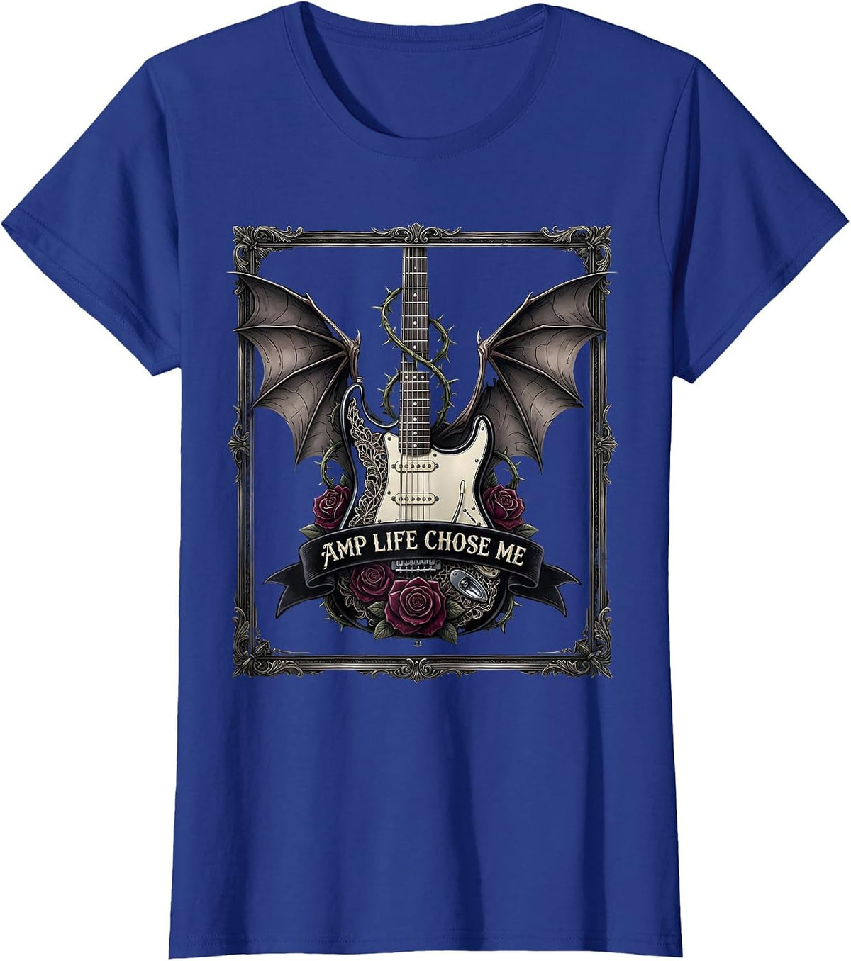 Women's Amp Life Chose Me Heavy Metal Music Design T-Shirt - Royal Blue