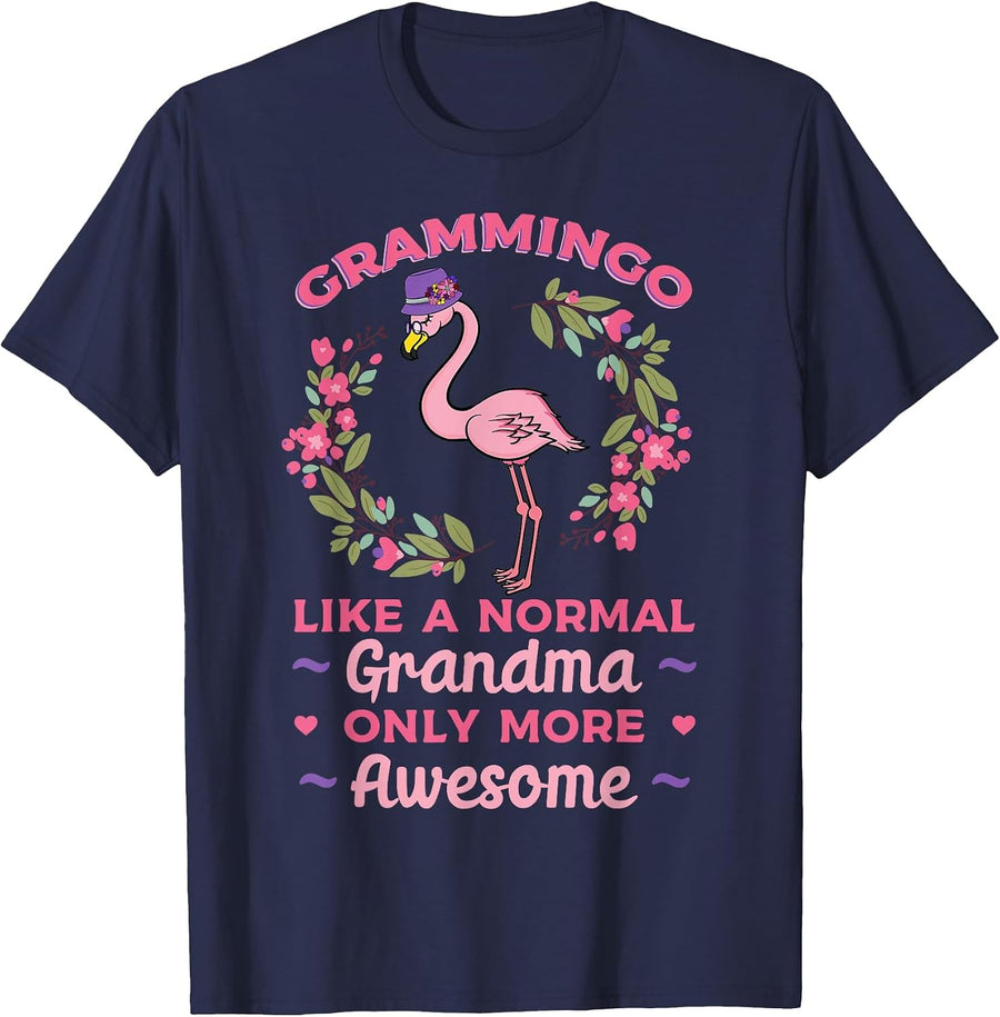 Grammingo Like A Normal Grandma Only More Awesome Grandmom T-Shirt - Navy Blue