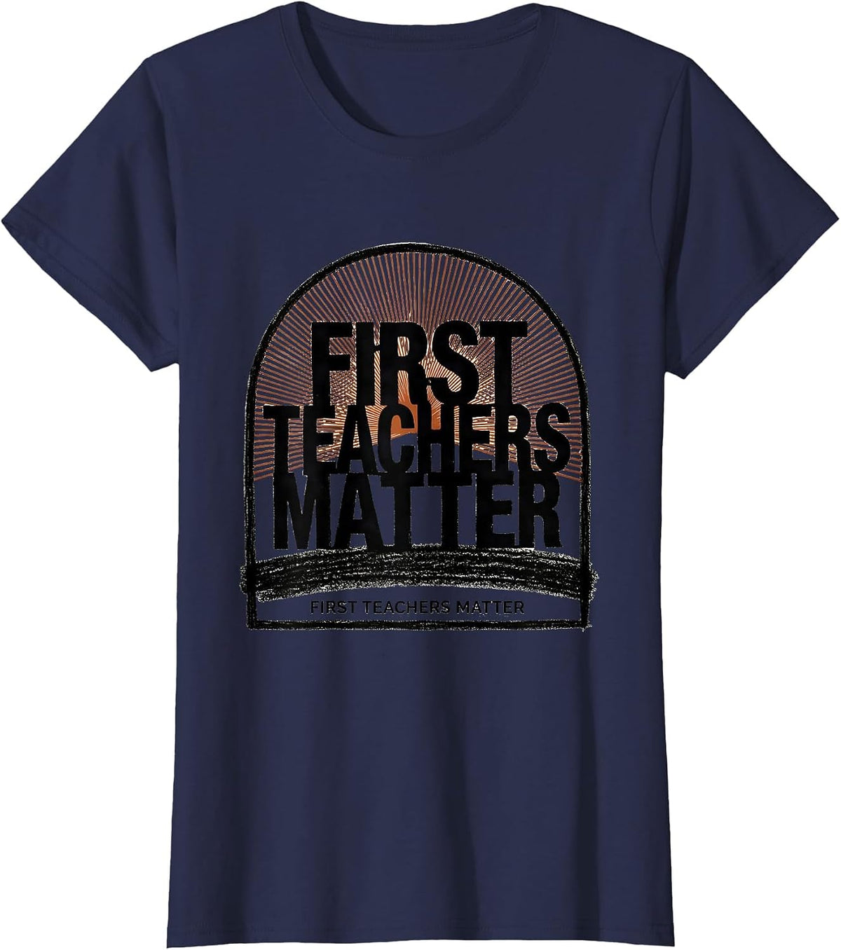Women's First Teachers Matter Stencil Graphic Preschool Teacher T-Shirt - Navy Blue