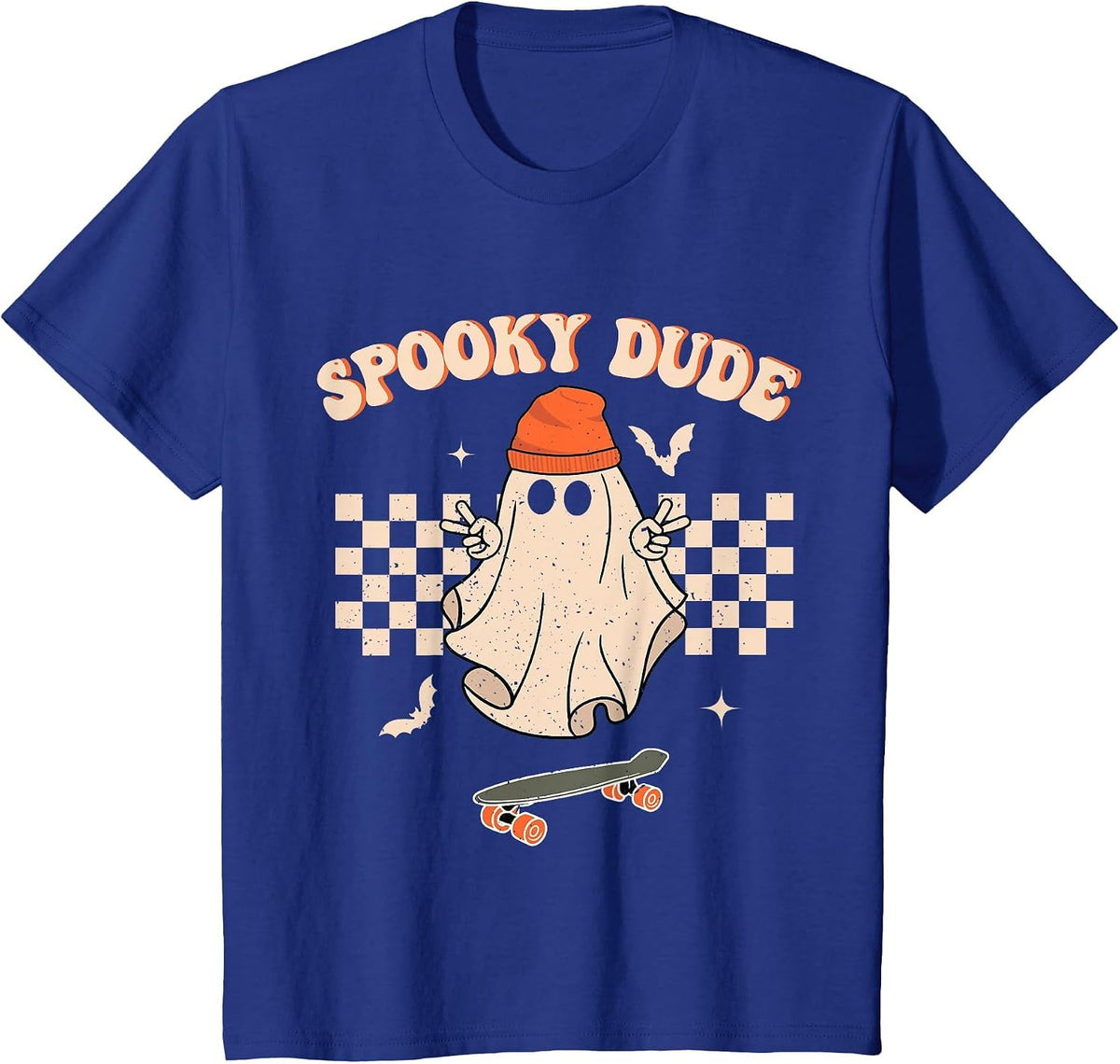 Spooky Dude Toddler Retro Groovy Hippie Halloween Cute Ghost T-Shirt - Royal Blue