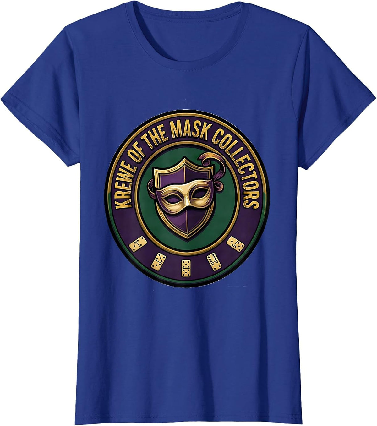 Women's Krewe Of The Mask Collectors Mardi Gras Party Carnival Humor T-Shirt - Royal Blue
